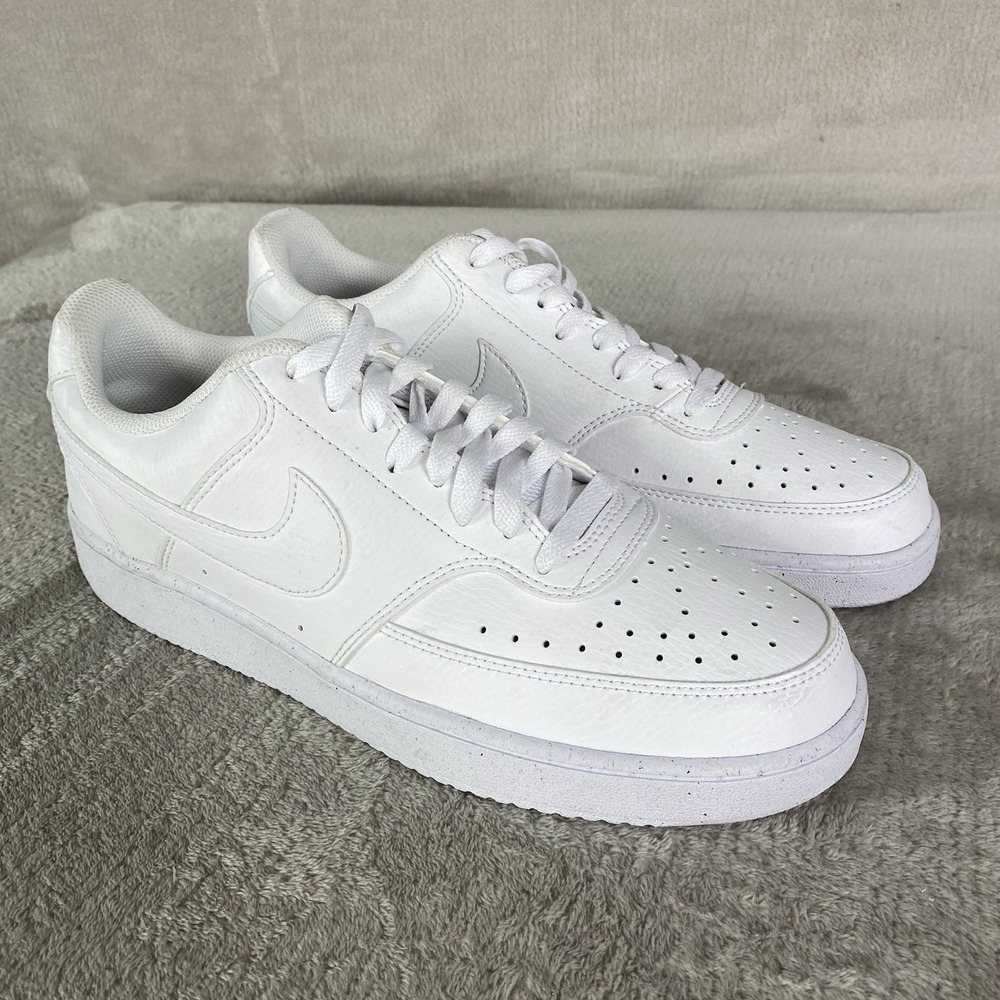 Nike Court Vision Mens Sneakers Shoes Size 9.5 White Next Nature Leather NEW